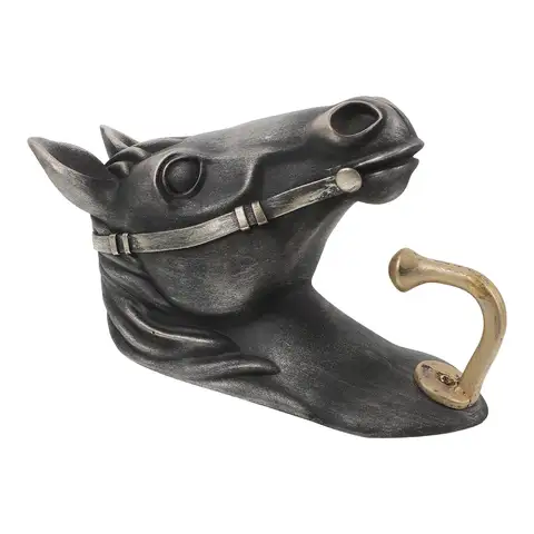 Horse Head Wall Hook Single Decorative Rustic Animal Shaped Heavy Duty Hanger for Coats Hats Bags Entryway Wall Decor