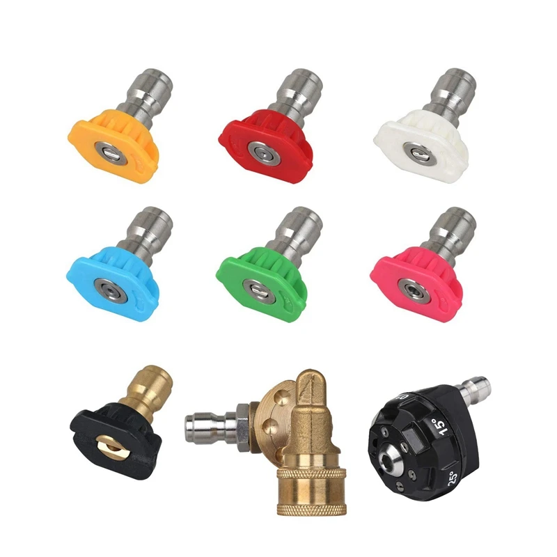 1 Set Universal Power Pressure Washer Spray Nozzle Tips And Quick Connect Pivot Adapter Coupler & 1Pcs Pressure Washer 6-In-1 Sp