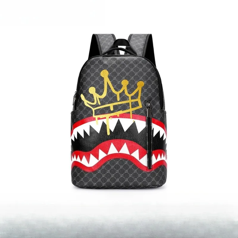 New Double Shoulder Bag Casual Shark Business Large Capacity Men's Backpack Campus Schoolbag Travel Bag