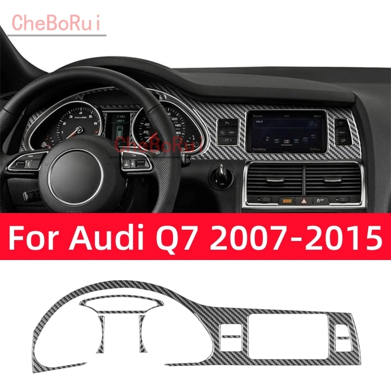 

For Audi Q7 2007-2015 Accessories Carbon Fiber Interior Car Central Control Instrument Panel Decoration Sticker Cover Trim Frame