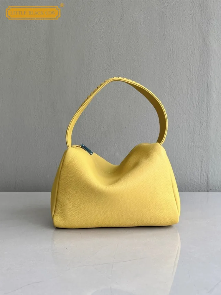 

Elegant Women Handmade Style Soft Casual Handbag Office Genuine Leather Solid color Women Shoulder Bag Ladies Versatile Fashion