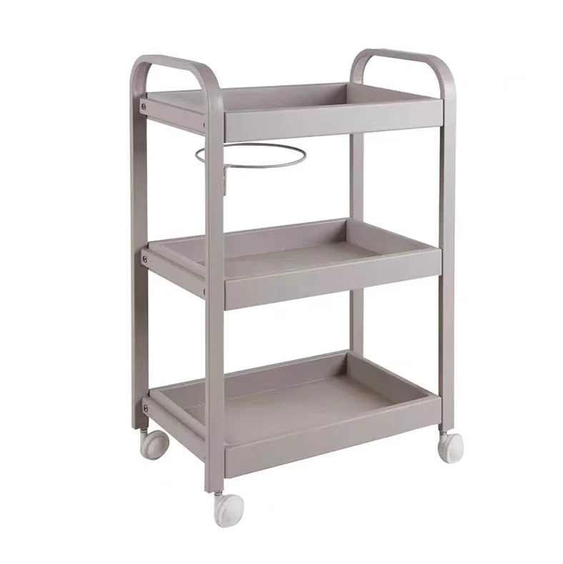 Hair salon three-layer storage rack beauty living room metal trolley