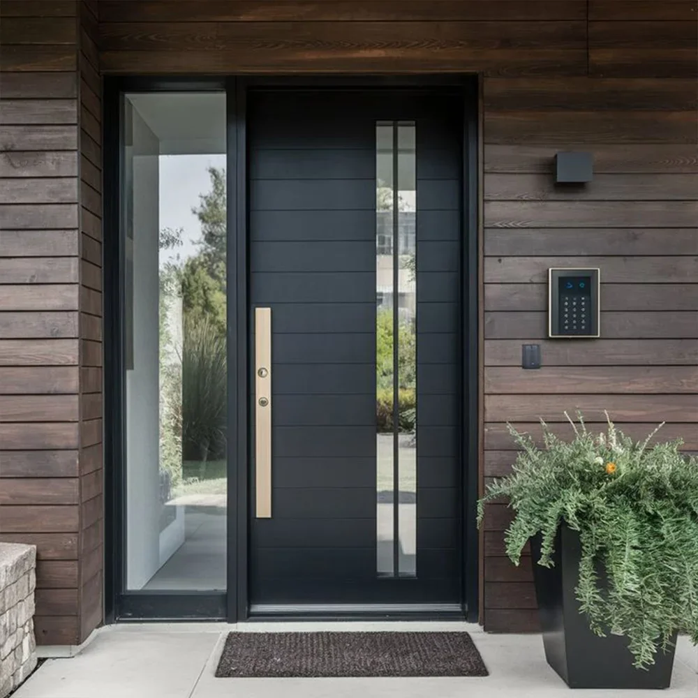 *IW% Swing Entrance Door With Sidelight Exterior Front Security Povit Entry Modern Main Doors Gate Aluminum Home Decor Customize