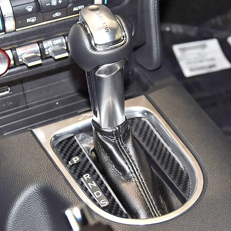 For Ford Mustang GT 2015-2020 Accessories Carbon Fiber Interior Car Gear Shift Box Panel Cover Trim Frame Decorative Kit Sticker