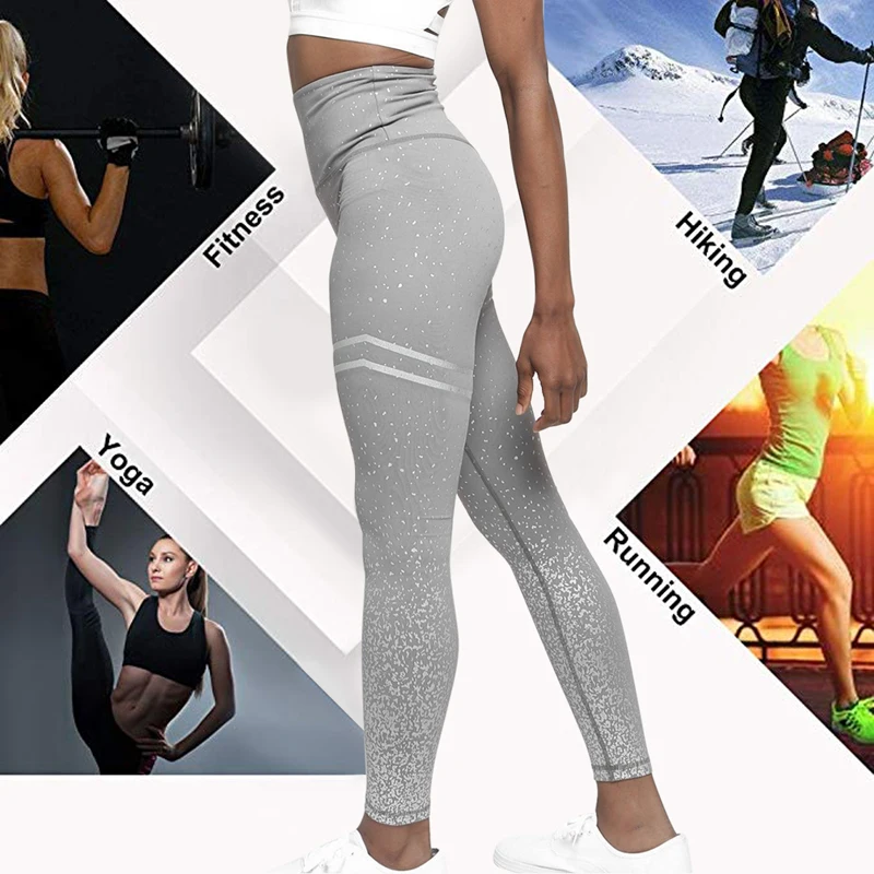 Bronzing High Waist Polka Dot Slim Track Pants Sports Leggings Gym Fitness Running Jogging Yoga Pants for Women Tights