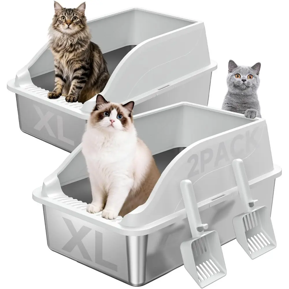 

Очень большой металлический лоток для кошек XL с высокими бортиками, открытым верхом, защитой от царапин, легко моется, предотвращает протечки