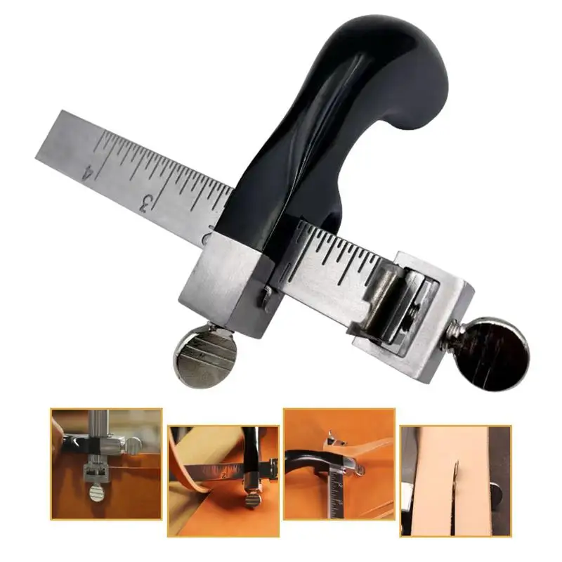 1Pc Leather Strap Cutter with Handle Draw Adjustable Gauge Leather Strap String Belt Cutter With Sharp Blades Craft Tool