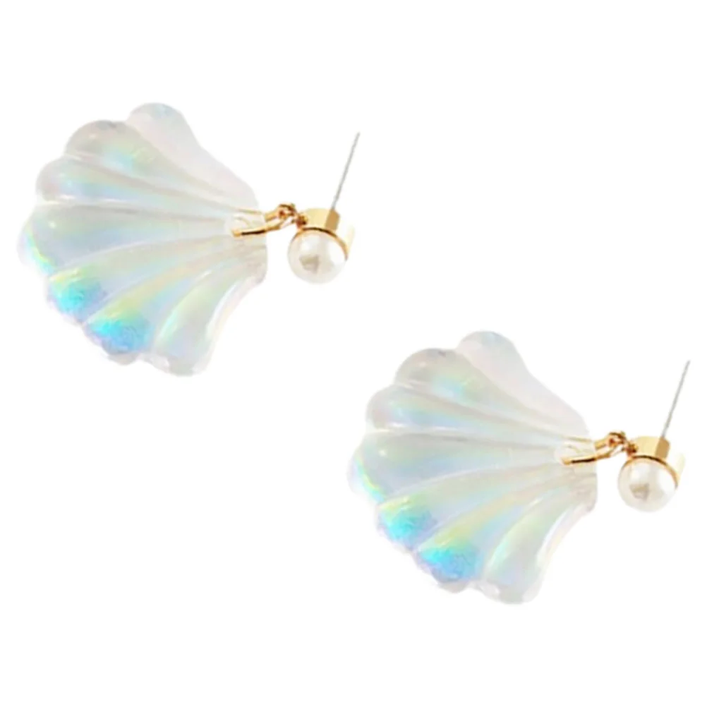 

Colorful Shell Stud Earrings Decor Dangling Pearl for Women Studs Clothing Girls Shape Accessories Alloy Creative Miss