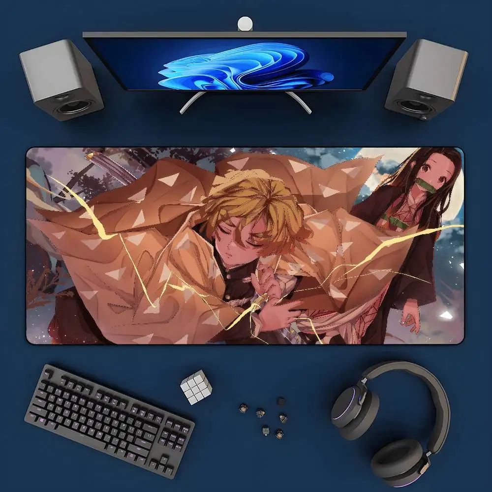 Demon Slayer Sanemi Anime Gaming Mouse Pad Large Rubber Keyboard Desk Mat With 2MM Stitched Edge Design
