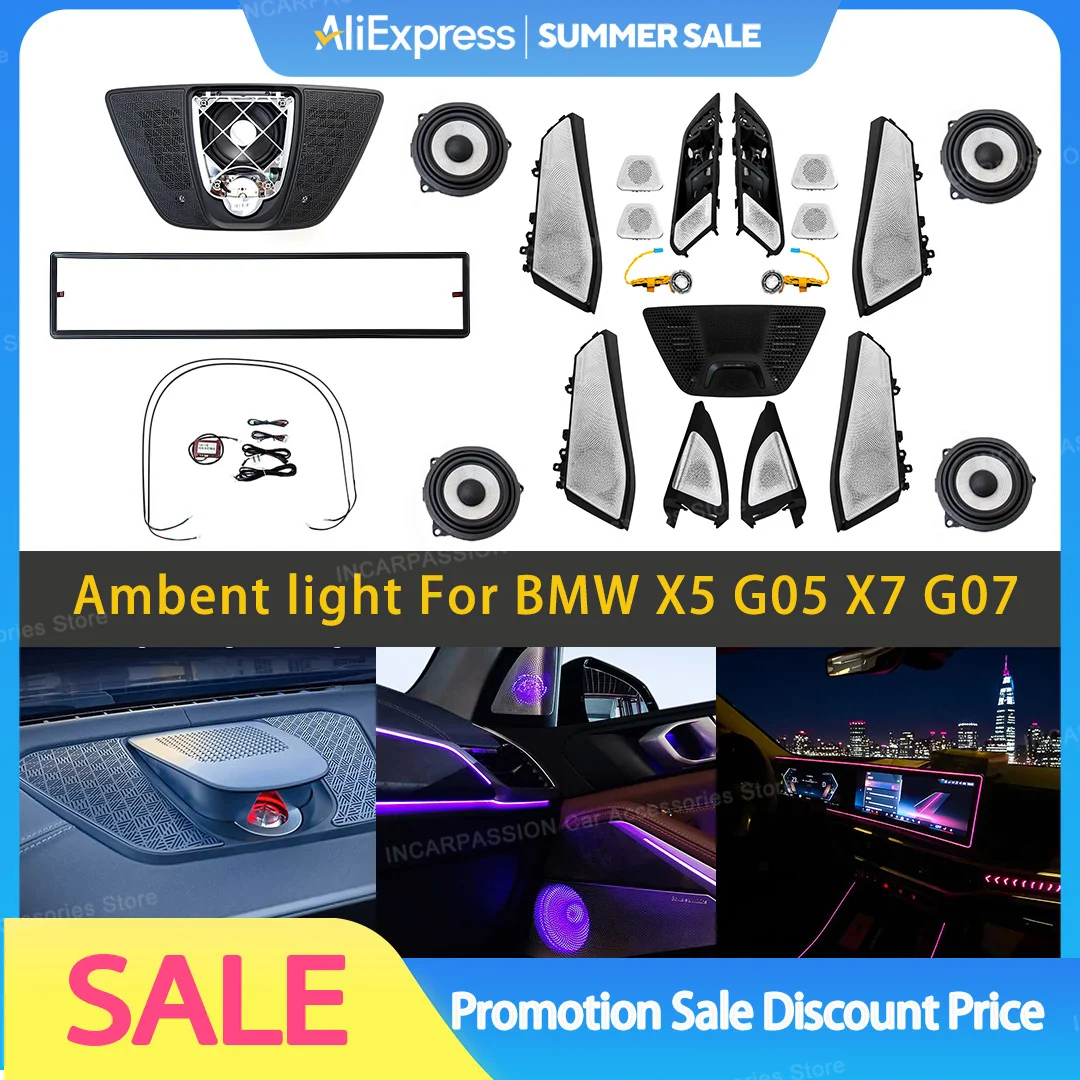 

Speaker Cover Upgrade Kit For BMW G05 G07 New X5 X7Series Door Tweeter Loudspeaker Luminous 11color Ambient Light