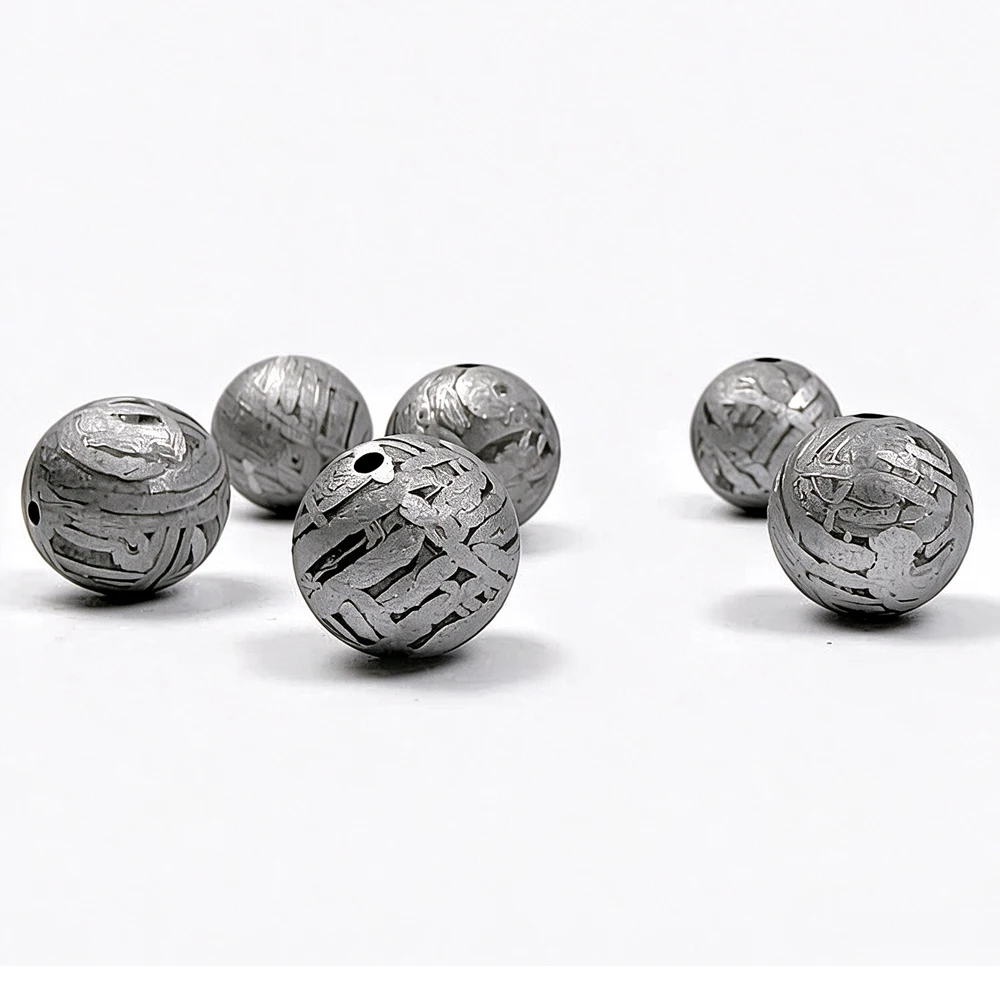 100% Natural Altay Iron Meteorite Beads, Nickel-Iron Meteorite Round Beads, Fire Meteorite Pendant Jewelry Making Accessories
