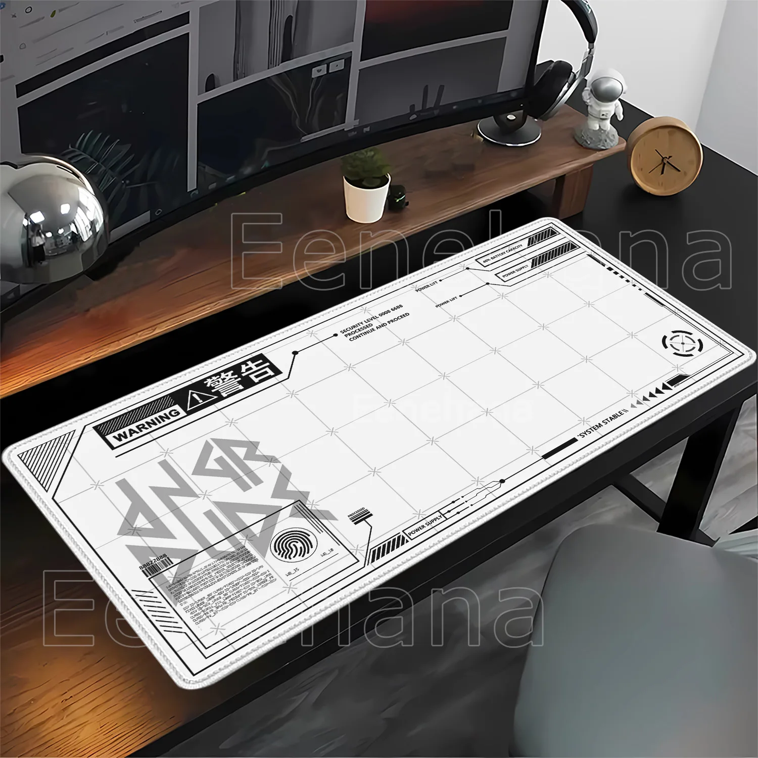Black White Machine Art Gaming Mousepad Non-slip Base Esports Keyboard Office Accessories Playmat HD Printing Overlock Desk Mat
