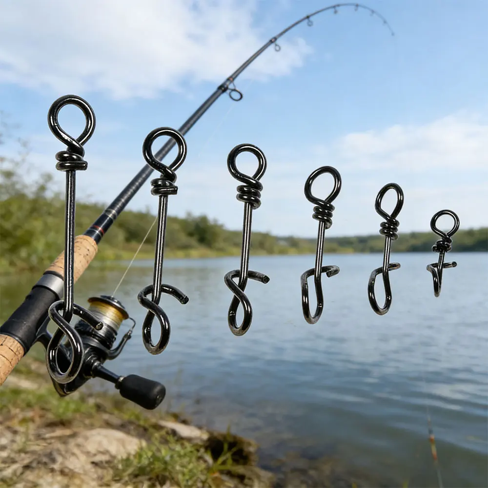 Bimoo 50 Stück Edelstahl Schnellverschluss-Klemmverschlüsse für Streamer-Köder, Drop-Rigs-Verbinder, Salzwasser-Angelzubehör – Detail 7