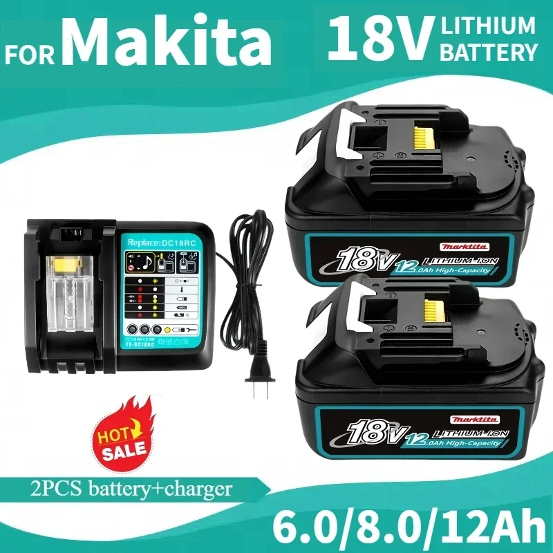 100% Original 18V rechargeable Battery for Makita 18V DDF487 DGA404 DTW700 DTD173 Replacement Power tools battery 6.0/8.0/12.0Ah