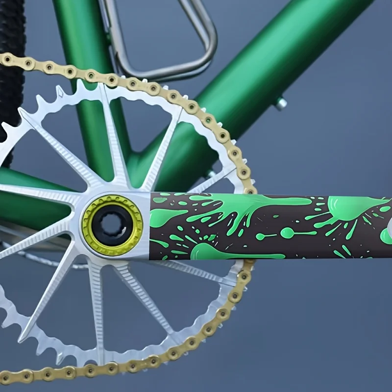1Set Black Green Liquid Splash Bike Crank Stickers, Waterproof Vinyl Decals for Crank Arm Protection, Holiday Gift