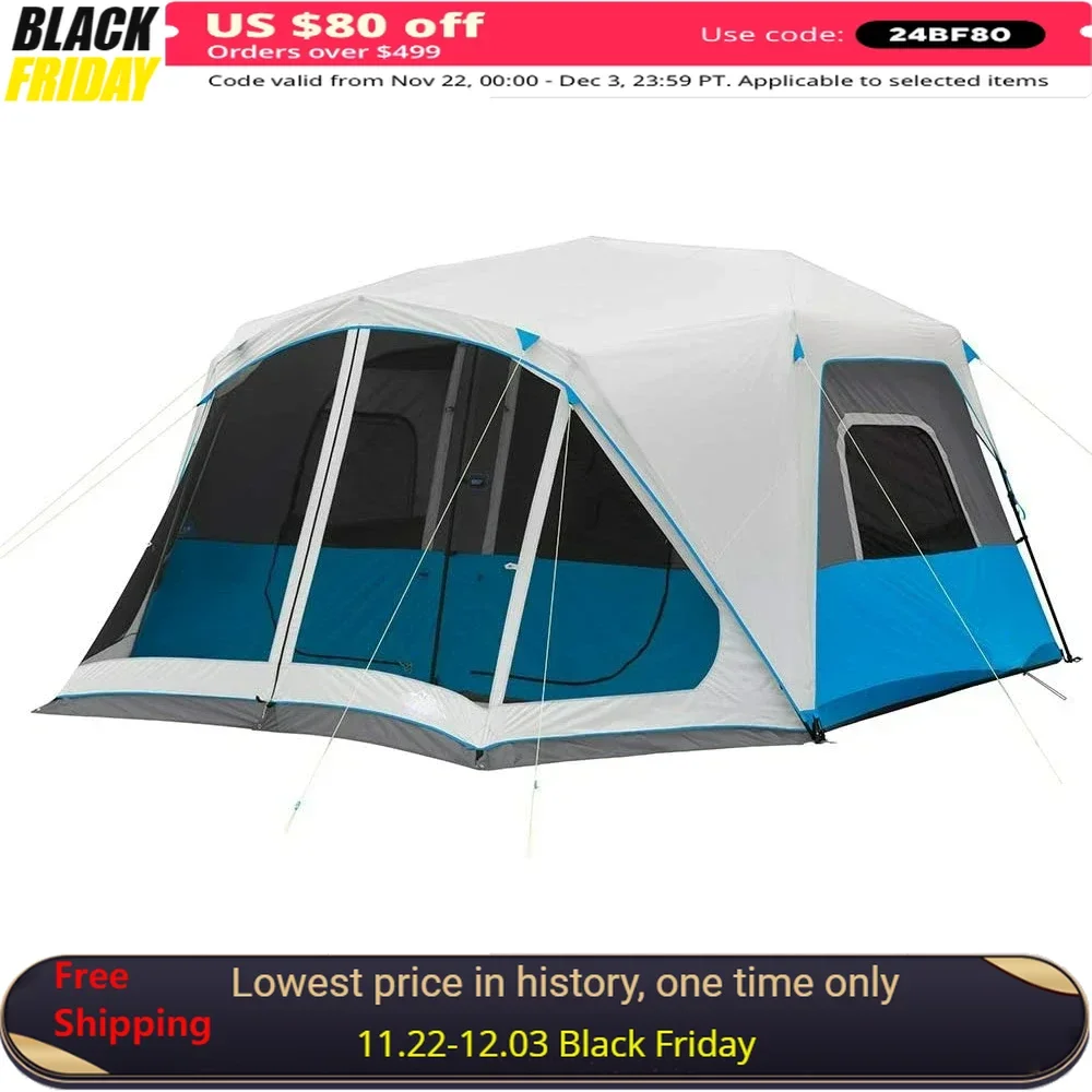 

Instant Tent With LED Lights | Portable Large Family Cabin Multi Room Tents For Camping | Tents For Camping