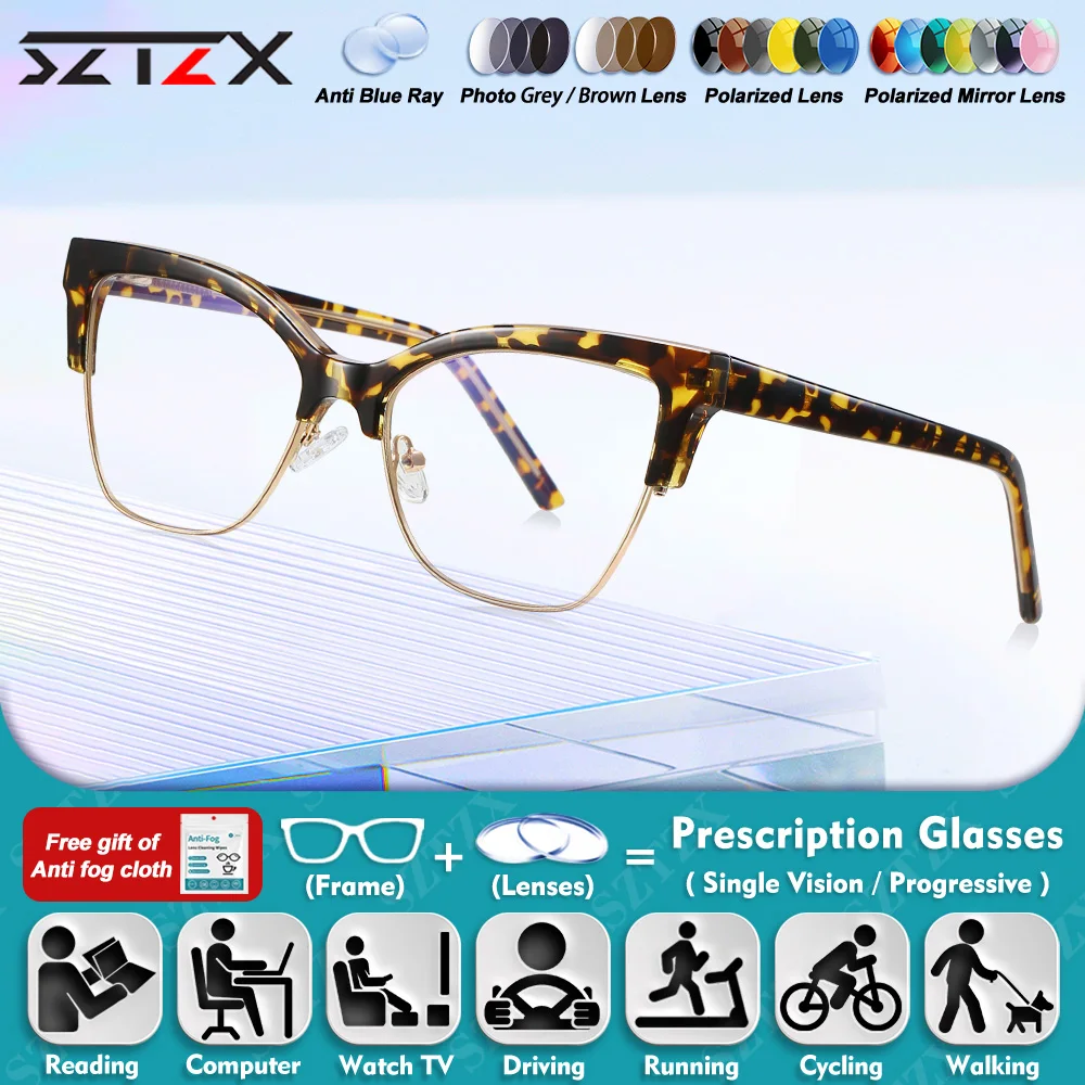 

SZTZX High Quality Butterfly Frame Design Optical Prescription Myopia Glasses Women Anti Blue Light Progressive Reading Eyeware