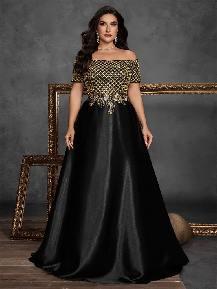 

Lucyinlove Элегантные вечерние платья больших размеров с короткими рукавами и блестками, женские роскошные вечерние коктейльные платья подружки невесты