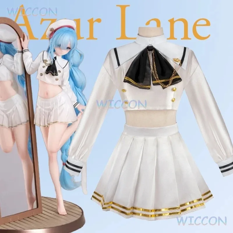 Cygame azur lane janus cosplay traje sexy sexy saia de verão jogo marinheiro uniforme branco feminino halloween jk uniforme escolar