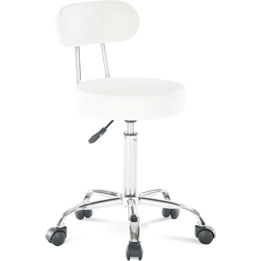 

Adjustable rolling swivel massage stool for salon, spa, tattoo, facial,medical office,features backrest,wheels,metal plate frame