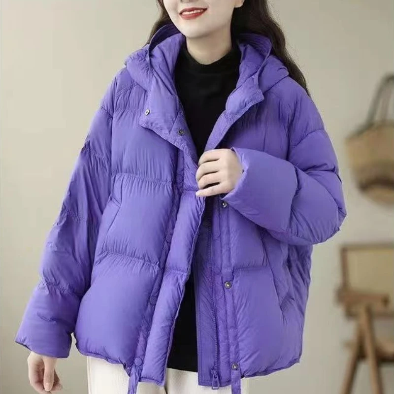 Winter Women\'s Down Jacket Fashionable Collar Hooded Warm Women\'s Jacket 2024 Korean Version of The Fluffy Casual Parka Coat