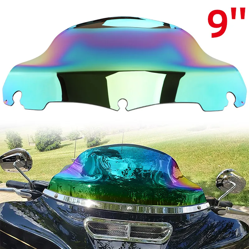 

9" Motorcycle Deflector Wind Windshield Fairing Windscreen Moto Case For Harley Touring Electra Street Glide Classic 2014-2023