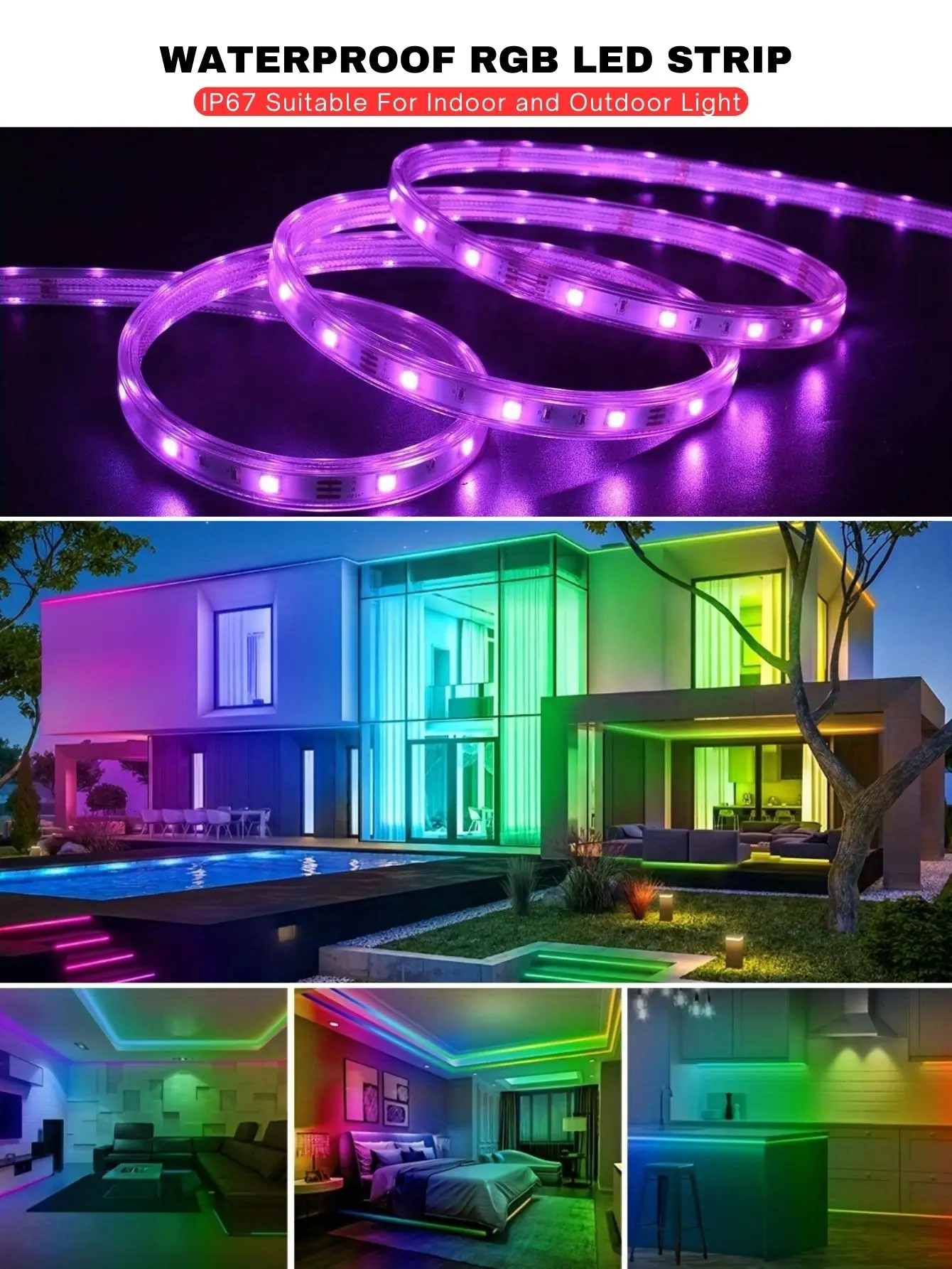 

DC24V Фестивальный декор, гирлянды, умные полосы, декор комнаты, спальня, IP67, водонепроницаемое освещение для наружного использования в помещении