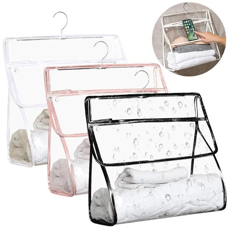 Clear Waterproof Toiletry Bag Wall Hanging Bathroom Clothes Storage Bag Lager Capacity Cosmetic Bag for Dormitory and Hotel