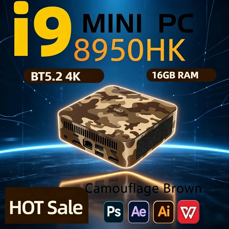 Slim Intel Core i9 8950HK Mini PC Gaming RAM 16GB M.2 SSD 1TB Portable Computer BT5.2 WiFi6 Office Gamer PC