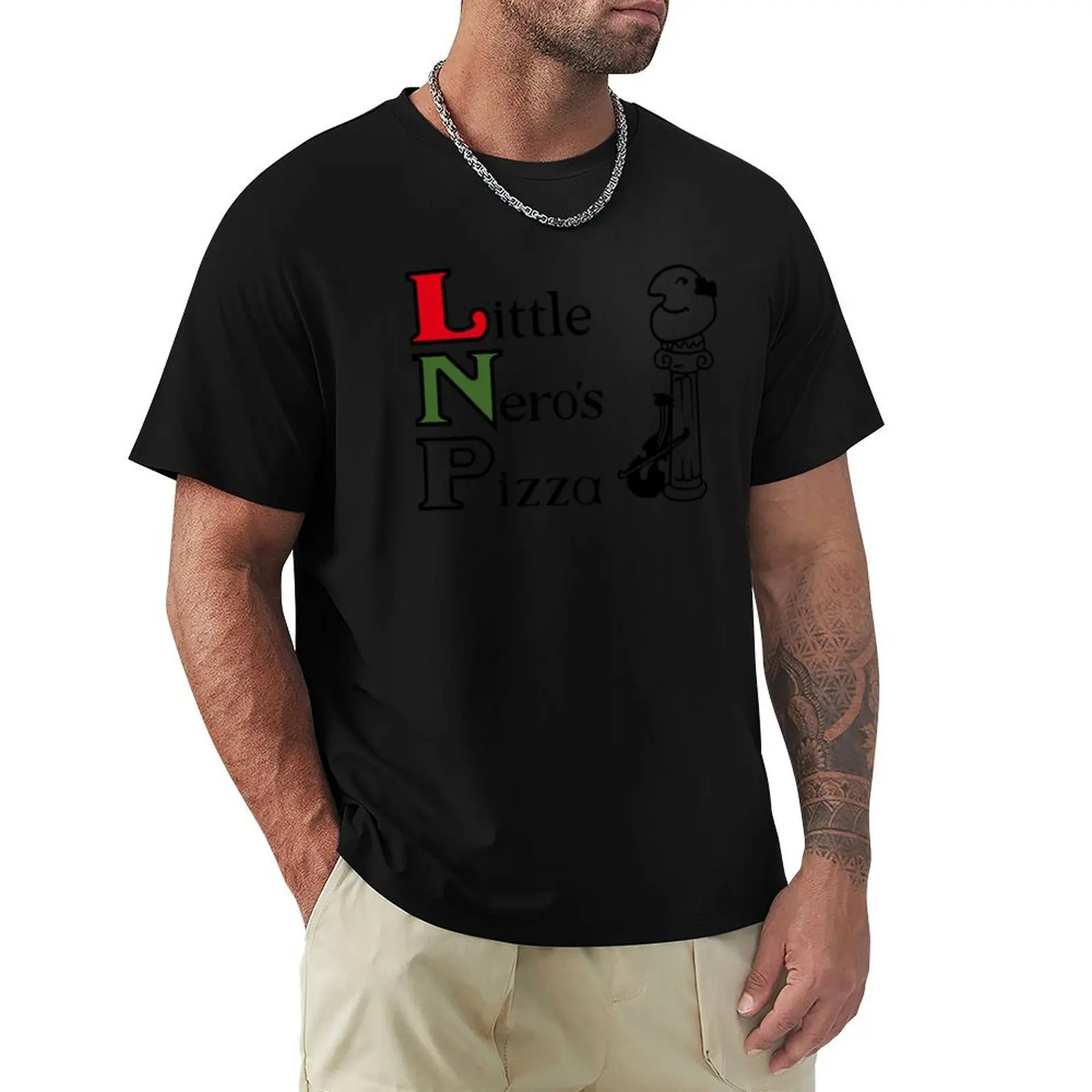 

little neros pizza T-Shirt Simple Casual Short Sleeve Cotton T-Shirt