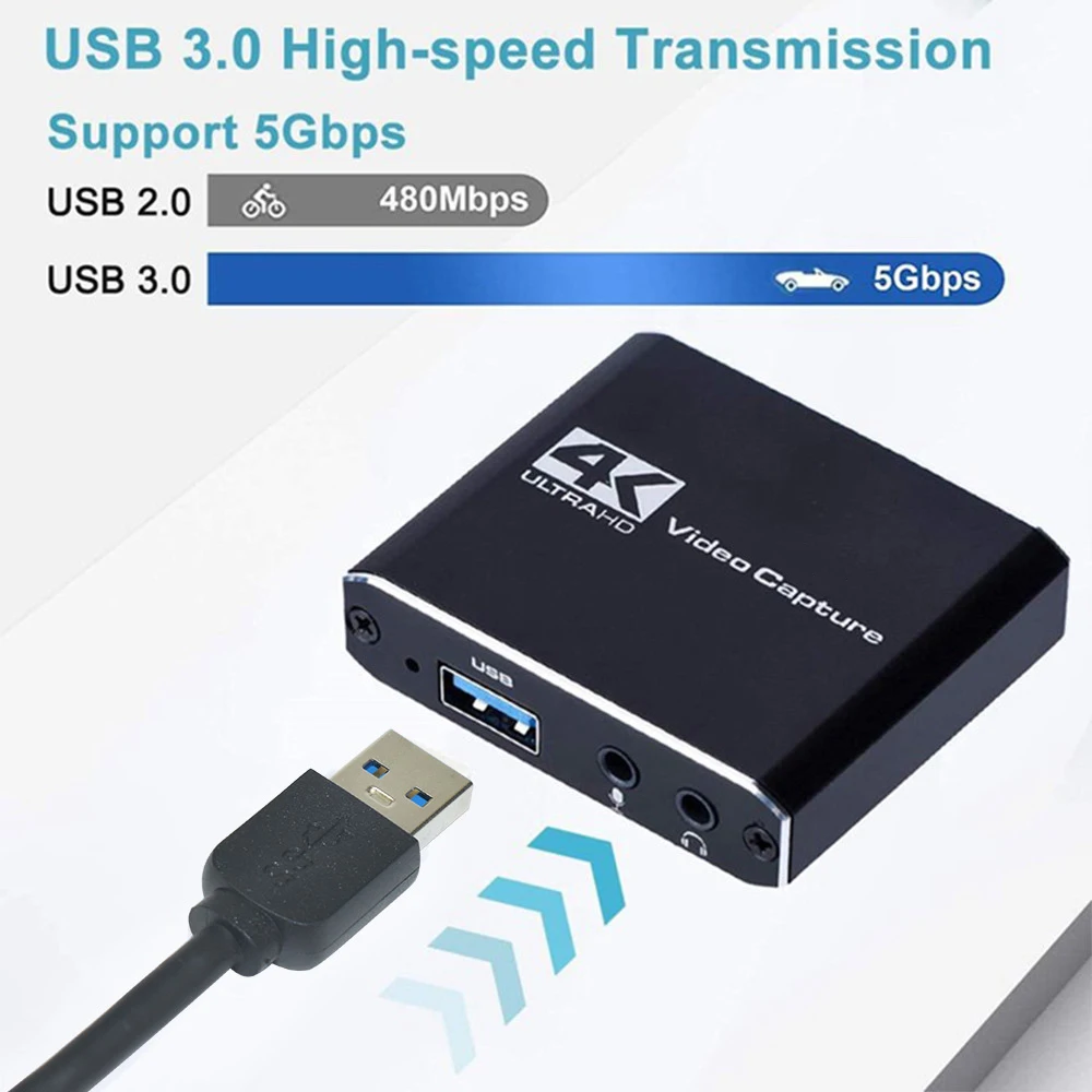 USB 3.0ビデオキャプチャカード、ゲーム録画ボックス、1080p、60hz、4kループアウト、ps4、xbox、スイッチ、PC、カメラ、ライブストリーミング、ブロードキャスト