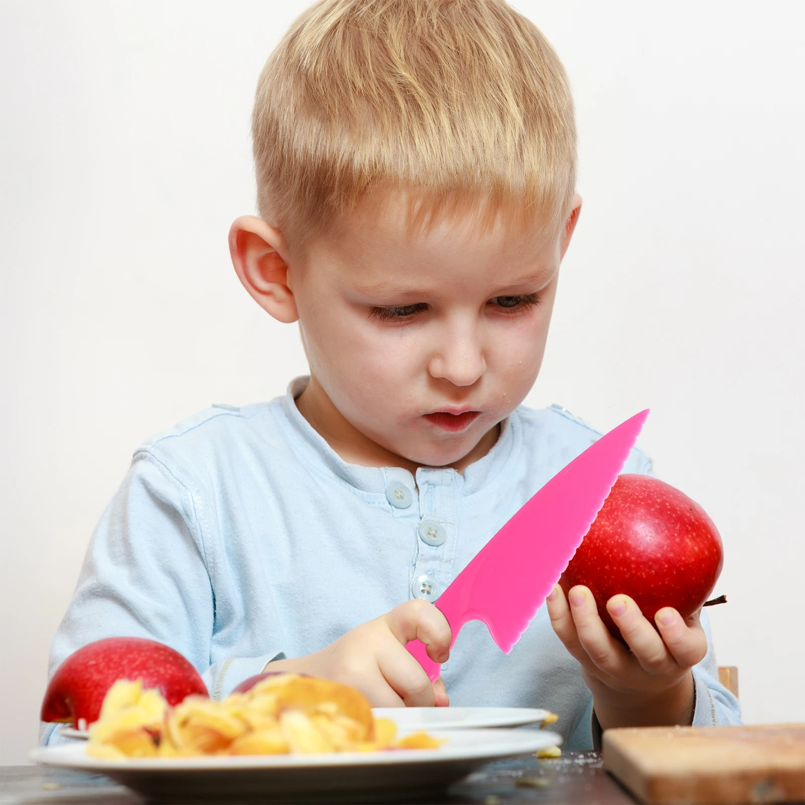 8Pcs Plastic Fruit Cutter Kids Safety Handheld Small Cutter Portable Kitchen Cutting Tool for Vegetables Bread