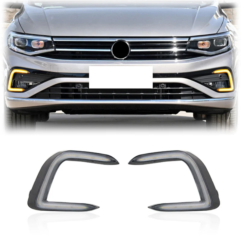 

Gobison Daytime Running Lights Fog Lamp Cover With Yellow Turn Signal For VW BORA 2023 Fog Light