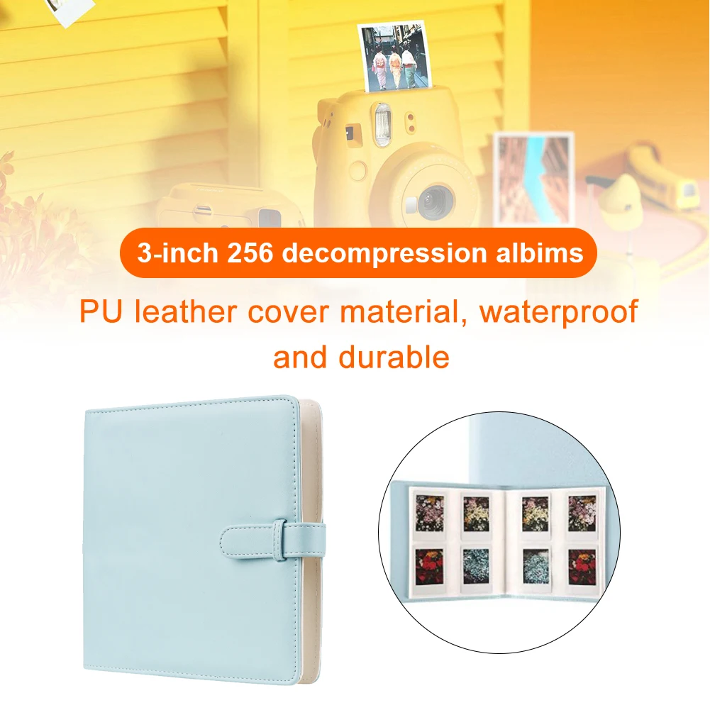 256 Pockets Picture Album 2*3inch Photo Photograph Albums Dustproof Waterproof PU Shell for Instax Mini 12/11/9/90/70/40/8