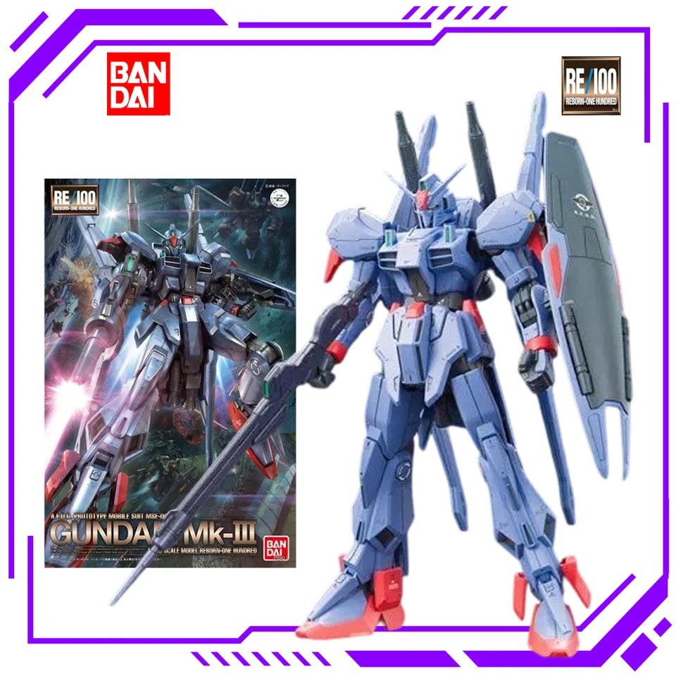 In Stock Bandai Original RE/100 1/100 Z-MSV MSF-007 Gundam Mk-III