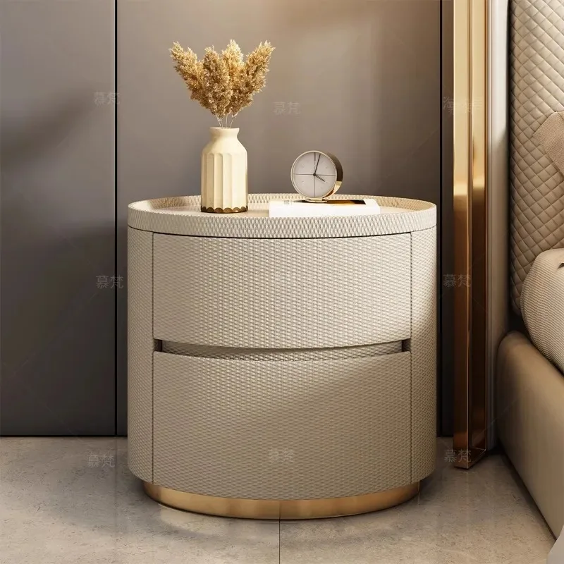 

Round Modern Nightstand Minimalist Storage Nordic Italian Luxury Bedside Table Trendy Simple Mesa De Cabeceira Hotel Furniture