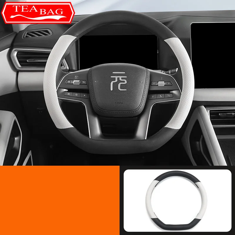 For BYD Yuan Pro Yuan UP EV 2024 Car Styling Steering Wheel Cover Hand Sewn Handle Cover Anti Slip&Sweat Proof Auto Accessories