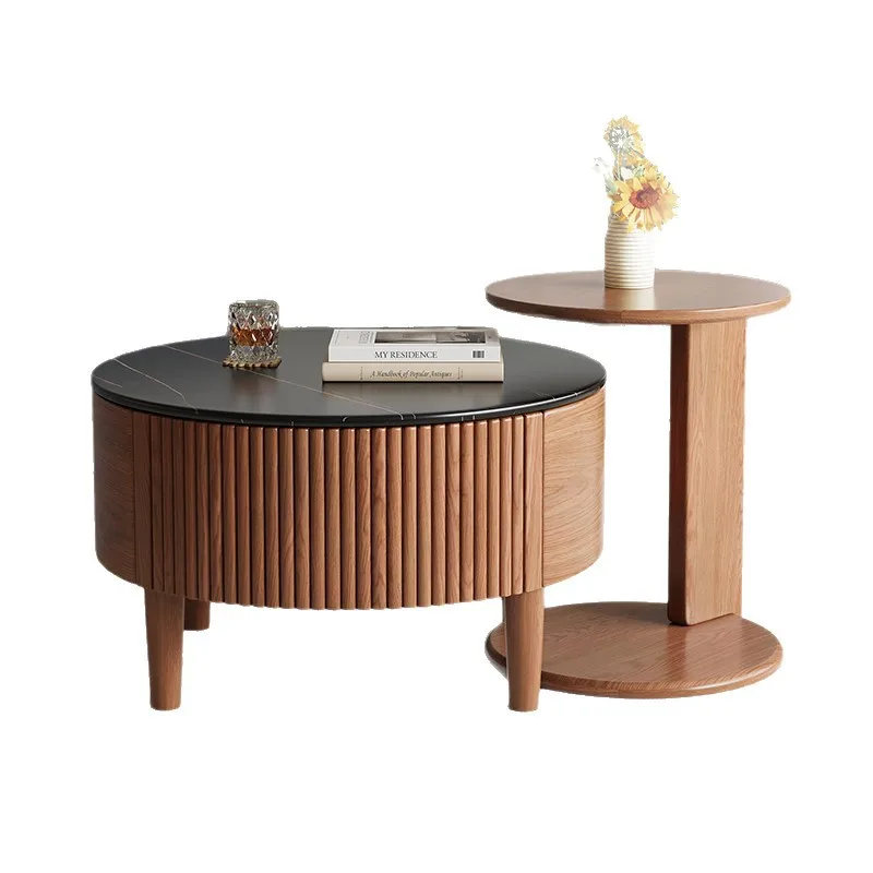 Rock slab coffee table combination modern simple small apartment household living room sofa corner few solid wood