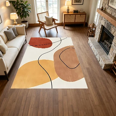 Mid-Century Abstract Curve Art Carpet Flooring Simple Home Bedroom Living Room Decor Carpet Flooring