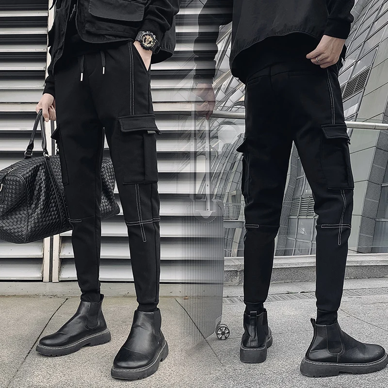 

Мужские брюки Slim Fit для работы, 26 дюймов, размер 27, повседневные укороченные брюки с зауженными штанинами, молодежные, весенне-осенние, модные