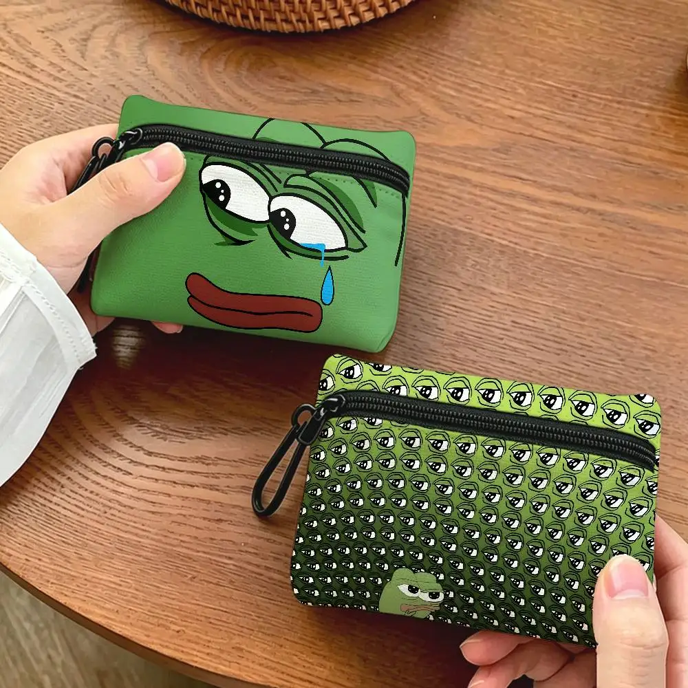 P-Pepe-The-Frog Meme-Laidback Wear-resistant Oxford Cloth Coin Purse Portable Backpack Hanging Card Storage Bag