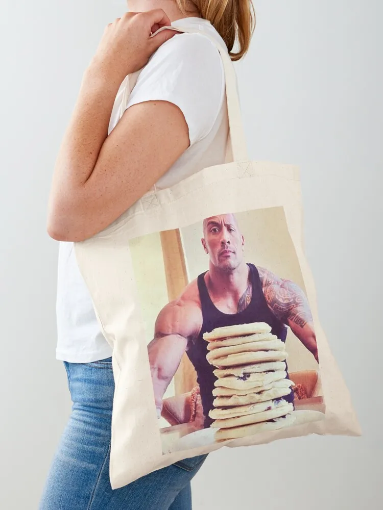 Dwayne The Rock Johnson Eating Blueberry Pancakes Tote Bag Canvas canvas shopping bag Big bag women Canvas Tote