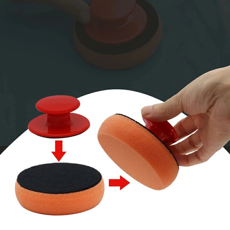 1-7pcs  Car Wax Applicator Pads Set with Red Handle Soft Sponge Applicators Foam Wax Pad for Polishing and Cleaning Cars
