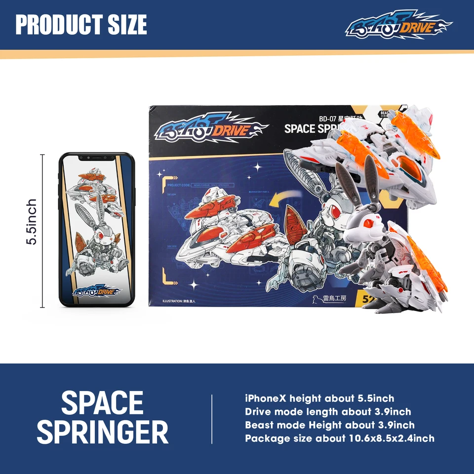 52TOYS BEASTDRIVE SPACE SPRINGER, Deformation Robot, Converting in
