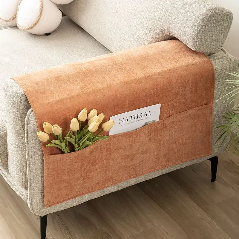 Sofa Towel Armrest with Pocket Thick Storage Durable Couch Handrail Pad Friendly Environmentally Green Hand Towel Universal