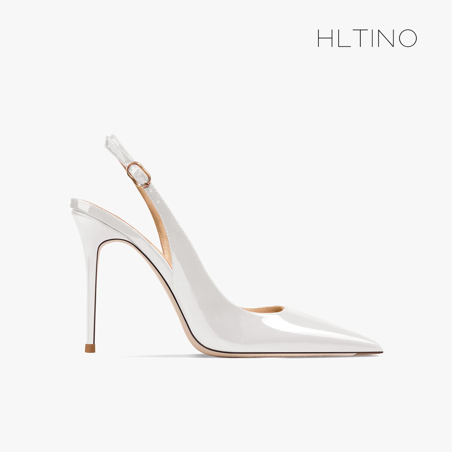 Women's Heeled Sandals Naked Color Patent Leather Slingbacks Pumps Luxury Gladiator Pointed toe High Heels Elegant Woman Shoes image 3