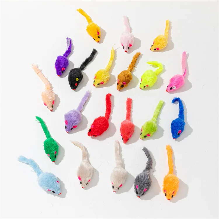 10 Pcs Soft Fleece False Mouse Cat Toys Colorful Feather Funny Playing Toys for Cats Kitten Interactive Ball Cat Toy Catnip