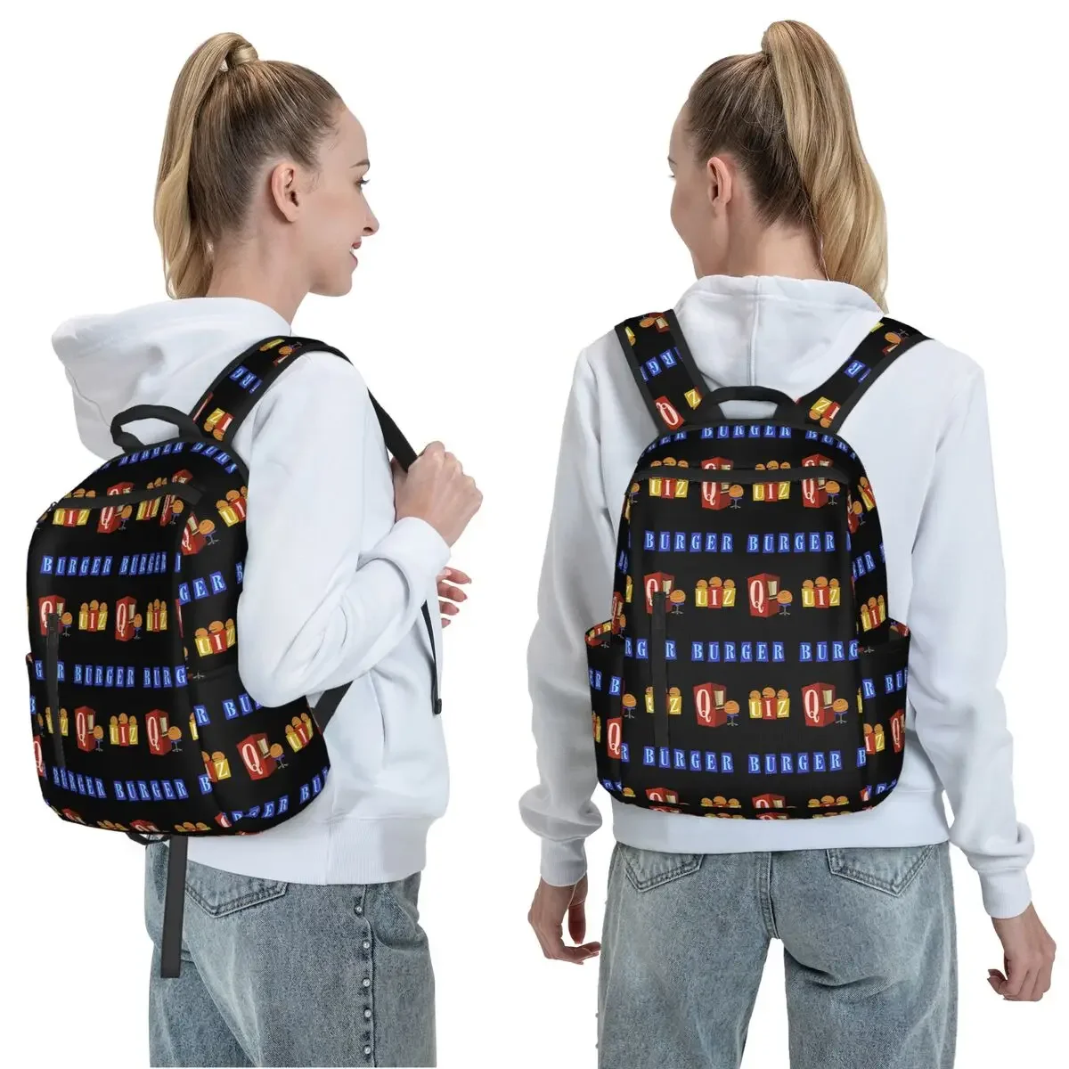 Burger Quiz New Logo Backpack Large Capacity Children BookBag School Bag Shoulder Bags for Men Women