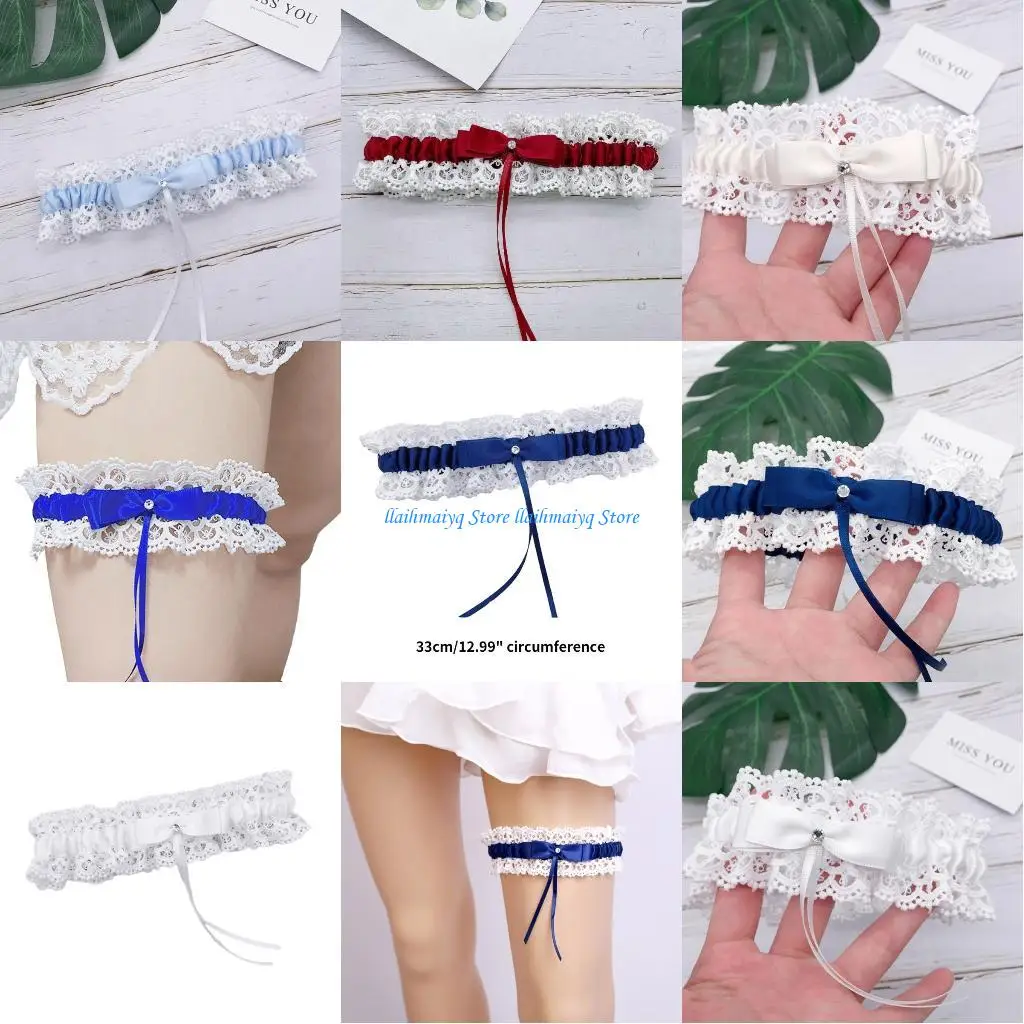 

573B Wedding Bridal Garter Stretch Lace Belt with Ribbon Bow for Prom Party