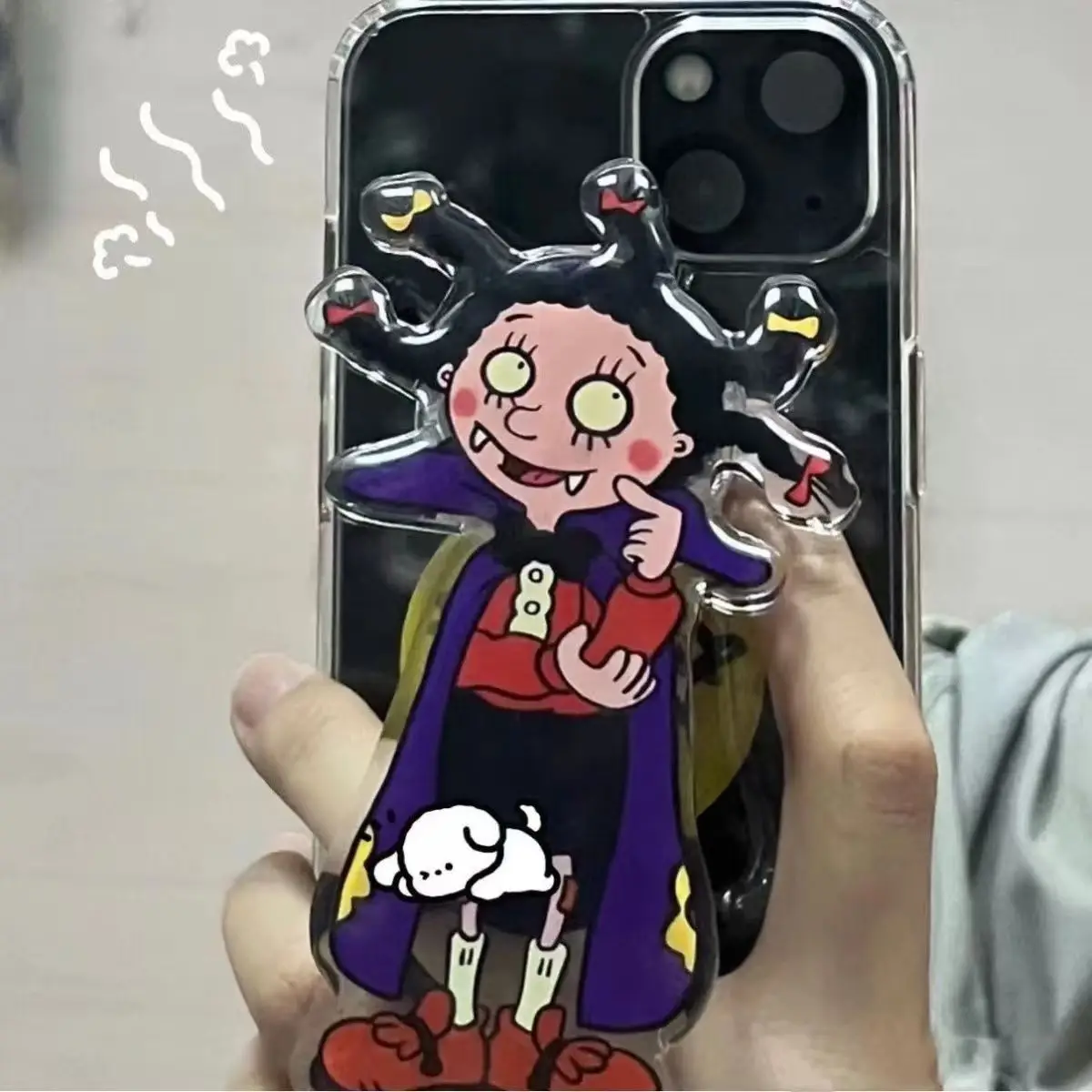 

Cute Vampire Girl Acrylic Sticker DIY Phone Case Decor Cartoon Character Ornament for Anime Fans